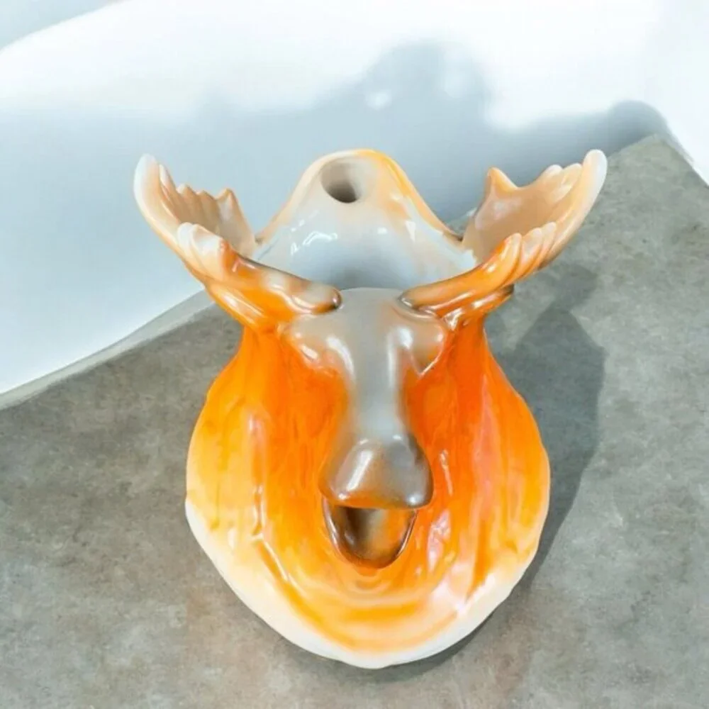 Vintage Pottery Moose Elk Shaped Figural Pitcher‎ Carafe Ceramic Decor Large Vtg